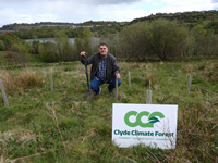 Clyde Climate Forest tree planting by Inverclyde Council leader Councillor Stephen McCabe